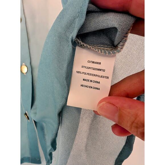 MNK, beige and aqua shear Ombre blouse, Open-Back Small NWT officesiren Y2K - Picture 4 of 7